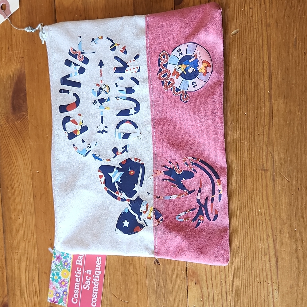 Cosmetic White & Pink 7.5x6" Bag with Funk As Duck "Daisy" NWT